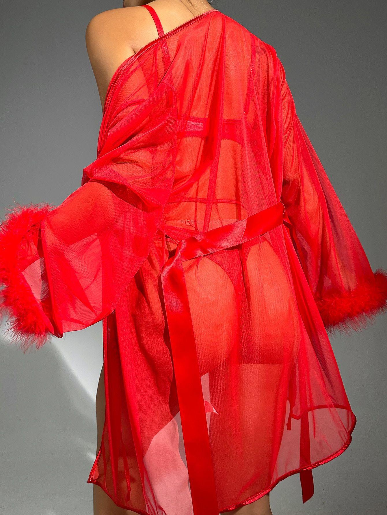 Christmas outfit lace see through uniform jacket bra lingerie three piece set nightgown