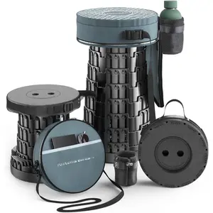 2026 Upgraded Collapsible Stool & 3IN1 Cushioned Carry Bag, 2.5"-18" Height Adjustable Max 620lbs, Portable Retractable Telescoping Seat, Foldable Camping Stool or Footrest for Adults (Round)