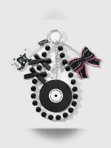 Guitar Star Keychain Bag Charm, Punk Style College Wind Backpack Decoration, Embroidered Fashion Accessory for All Seasons