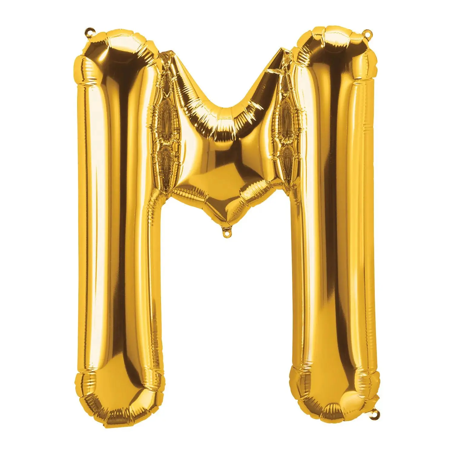 34" M-Shaped Gold Letter Mylar Balloon, Mylar Shine Party Decor, Balloon Decor for Anniversary & Event Spelling, 34 Inches