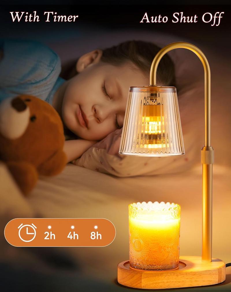 Adjustable Candle Warmer Lamp with Timer & Dimmable Light, Electric Flameless Wax Melter for Small Jar Candles, Height Adjustable Top-Down Heater, Modern Home Desk Decor, Perfect Gift for Women & Mom on Birthday