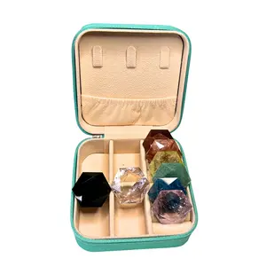 Cozy Coven Set of 8 Chakra Hexagon Shaped Crystal Travel Kit with Case
