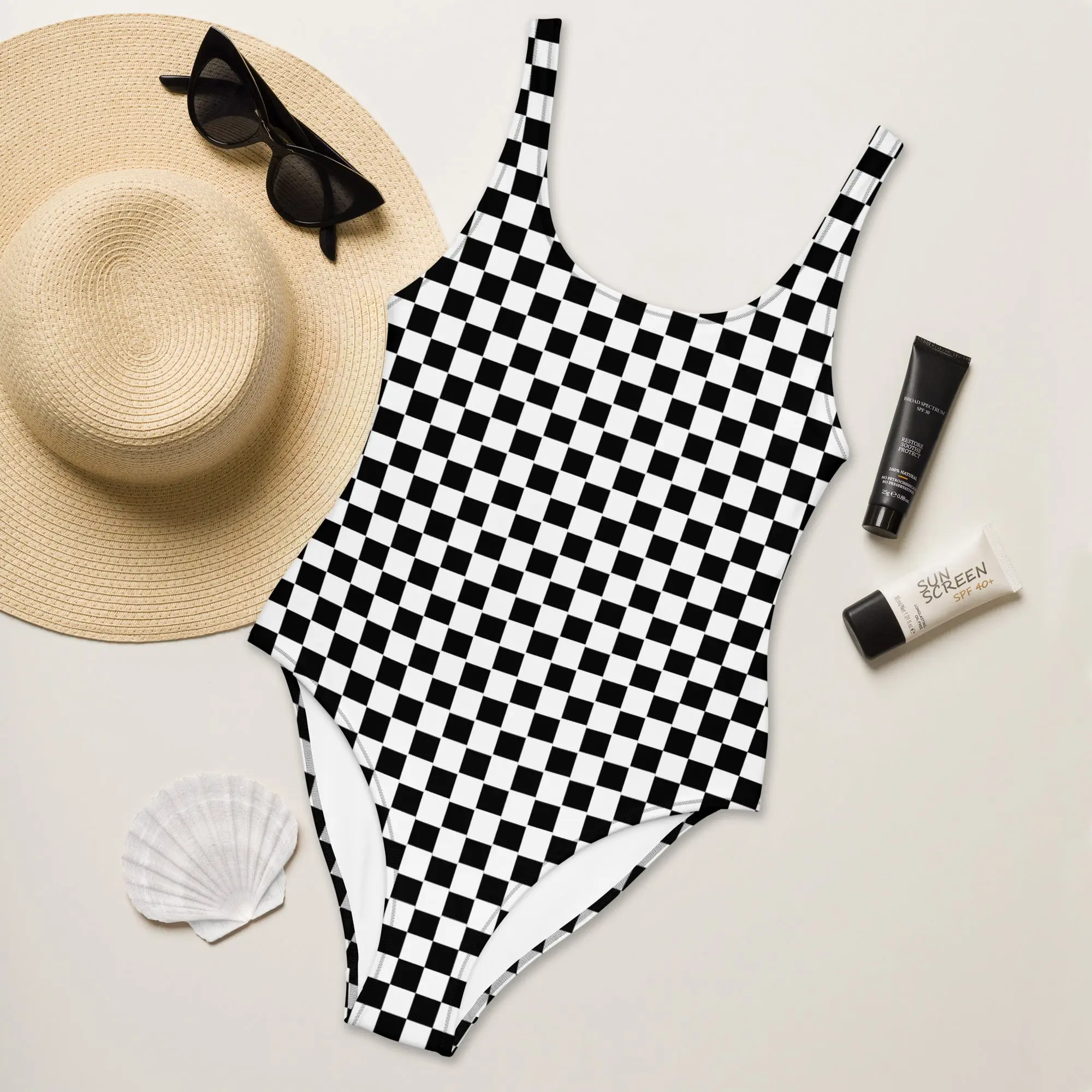Emo checkered One-Piece Swimsuit