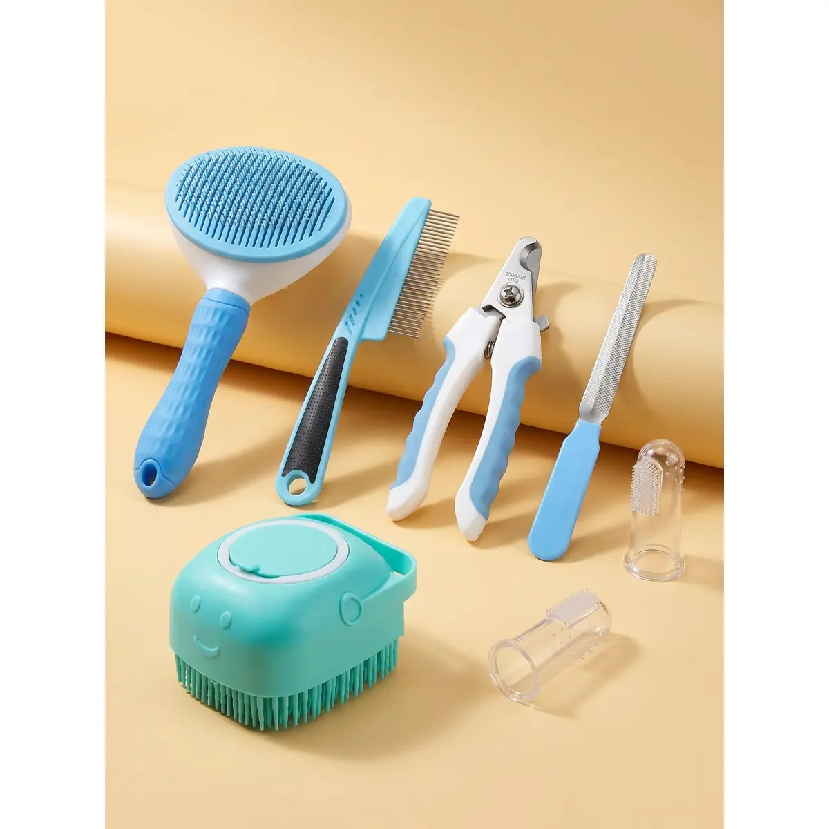 kept. The Shed Kit — 7-Piece Grooming Set with Self-Cleaning Slicker Brush (Dogs & Cats)