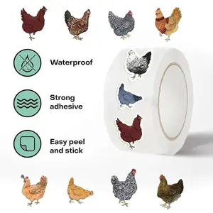 500 Pcs Chicken Stickers Bulk 1 Roll 1 Inch,Funny Chicken Stickers for Mens Boys Girls.Cute Animal Sticker Pack for Water Bottles Laptop Luggage Cup