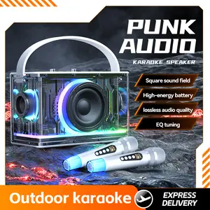 Punk Audio Bluetooth Portable Speaker T66 Panoramic 360° Sound Effect with RGB Lighting for Family Karaoke Outdoor Gatherings Party Music Use - Smartphone