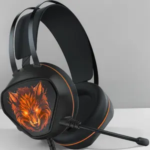 P-HPS01 Gaming Headset for Xbox Series X/S, Xbox One, PS5, PS4, PC - 7.1 Surround Sound Wired Headphone with Noise Cancelling Mic & RGB Lights (Black Orange)