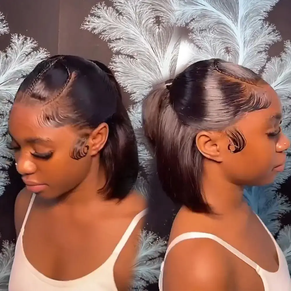 Alipearl Hair Half Up Half Down 13x4 Lace Frontal Human Hair Pre Styled Glueless Ponytail Wig Pre Bleached Pre Cut Braided Bob Wig Beginner Friendly #SummerFinds