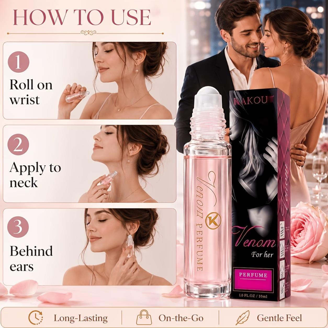 3-Piece Pheromone Perfume Set, Venom Fragrance for Women, Aphrodite Pheromone Perfume, Pheromone Oil for Women to Attract Men, Roll-On Pheromone Oil, Women's Pheromone Perfume