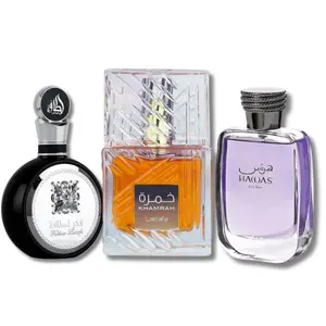 Lattafa Fakhar Men, Khamrah & Rasasi Hawas Bundle - 3x100ml Eau de Parfum Set - Luxury Long-Lasting Fragrances for Men Citrus Woody Musk
