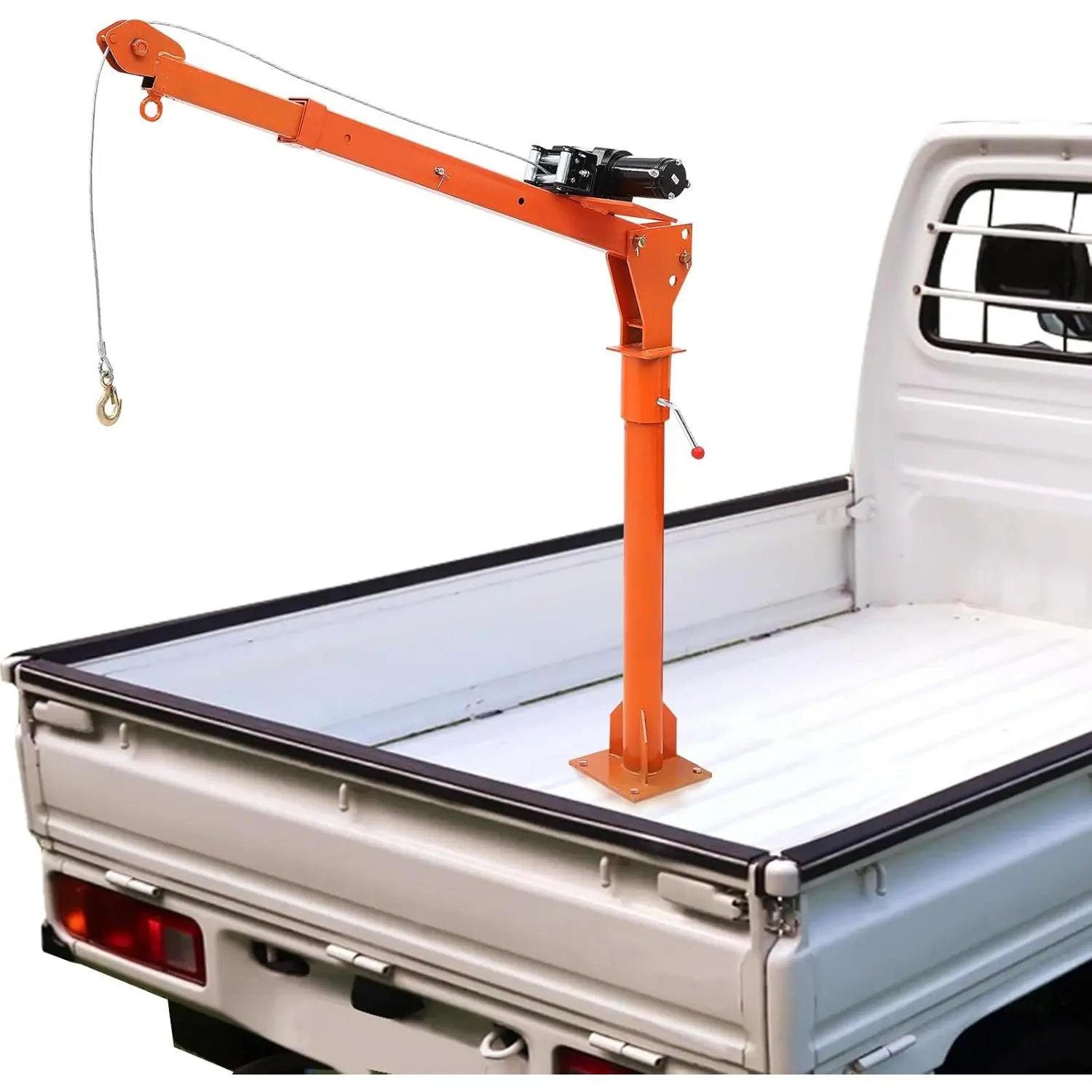 Garvee Folding Electric Truck Crane – 1100 lb Capacity, 3500 lb 12V Winch, Steel Pickup Jib, 360° Swivel, Heavy-Duty Lifting for Trucks and Trailers