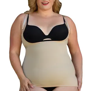 INSTANT FIGURE Underbust Plus Size Tank Top Shapewear WTBS004C – Adjustable Strap Compression Tank for Women, Open Bust Tummy Control Top, Seamless 4-Way Stretch Slimming Coverage from Bust to Hips, Made in USA