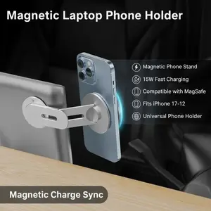 Laptop Phone Holder, Magnetic Phone Stand 15W Fast Wireless Charger for MagSafe for iPhone 17/16/15/14/13/12 & All Phones  Smartphone Cellphone