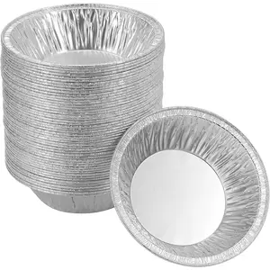 50 Pack 5 inch Mini Pie Pans Heavy-duty Disposable Aluminum Foil Tart Pans for Baking Personal Mini Pies, Easily Stack & Store, Freeze & Reheat