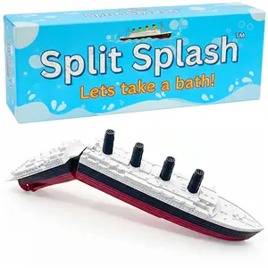 SplitSplash Lusitania Realistic 8-inch Split in Half Boat and Pool Boat Model Cake Topper Historically Accurate Breakable Replica Educational Fun