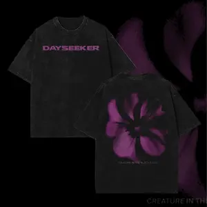 Faded Flower Tee - Dayseeker Vintage Casual Streetwear Unisex Top Music Heavy Metal Shirt Unisex Oversize Rock Band Washed Heavyweight Cotton Soft, Graphic Tee, Y2k clothing Menswear Oversized T-Shirt Apparel Classic y2k outfits men