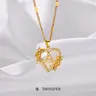 New Fashion Letter Detail Heart Shaped Pendant Necklace, Love Necklace for Women for Summer, Rhinestone & Flower Decor Stainless Steel Matching Necklace Jewelry, Girl's Temperament Cloths Accessory for Daily Wear
