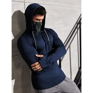 Men's Solid Thermal Lined Hooded Tee, Casual Regular Fit Long Sleeve Hooded Top for Spring & Fall, Fashion Men's Top for Daily Wear, Workout Clothes, Sports Casual Wear, Casual Workout Tops, Athletic Style Activewear, Gym Sweatwear