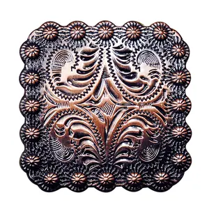 HILASON Western Screw Back Concho Floral Carved Copper Saddle Bling Black Color | Bridle Conchos Slotted