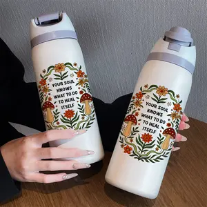 Mushroom Floral 32oz Dual-Use Sports Water Bottle, 304 Stainless Steel Large Capacity Insulated Cup, Perfect Gift for Women