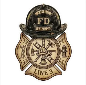 Firefighter Old School Maltese Cross Helmet Custom Made Helmet or Window Decal - FULLY CUSTOMIZABLE