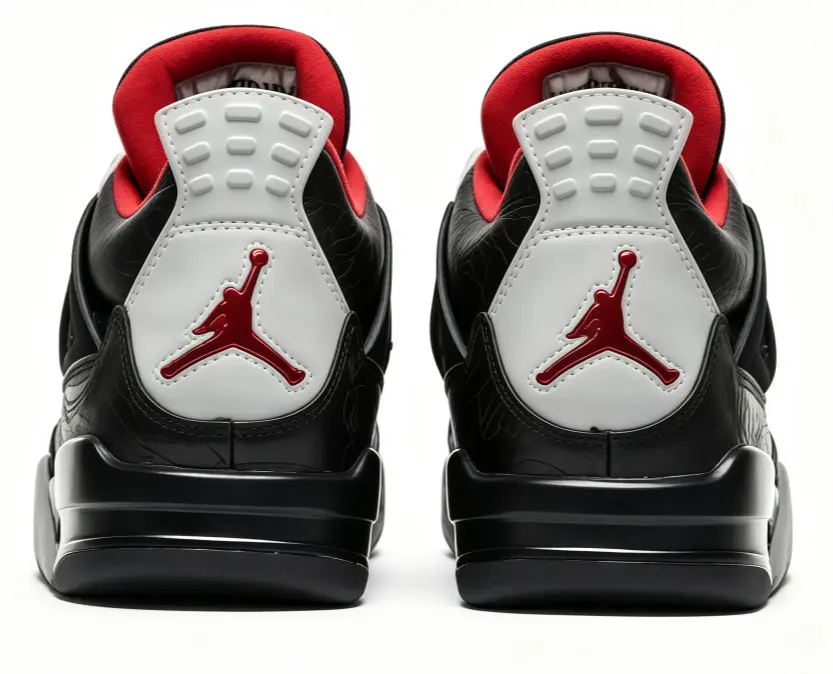 Retro Casual Basketball Sneakers For Men Women Black Leather Mid Top Shoes White Midsole Red Details Mesh Cushion Sole Outdoor Street Sports Trainers