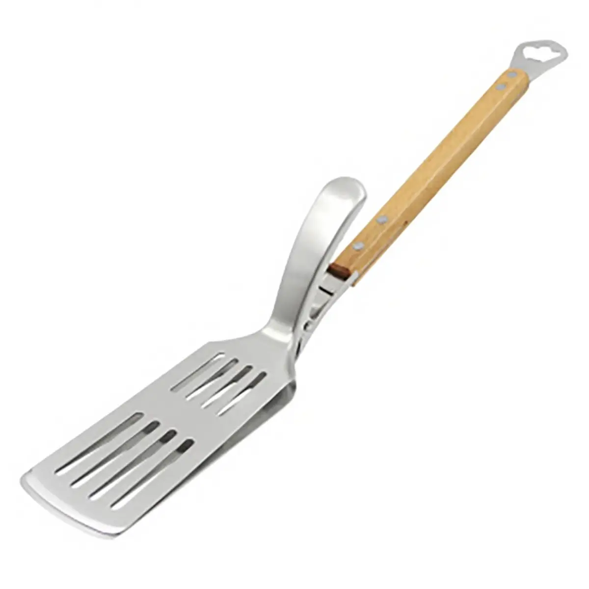 BarConic® Wood & Steel Barbecue Tool Set - Multi-Use Grill Utensils with Bottle Opener on Handle, Durable BBQ Tong and Spatula for Outdoor Grilling Kitchenware Accessories
