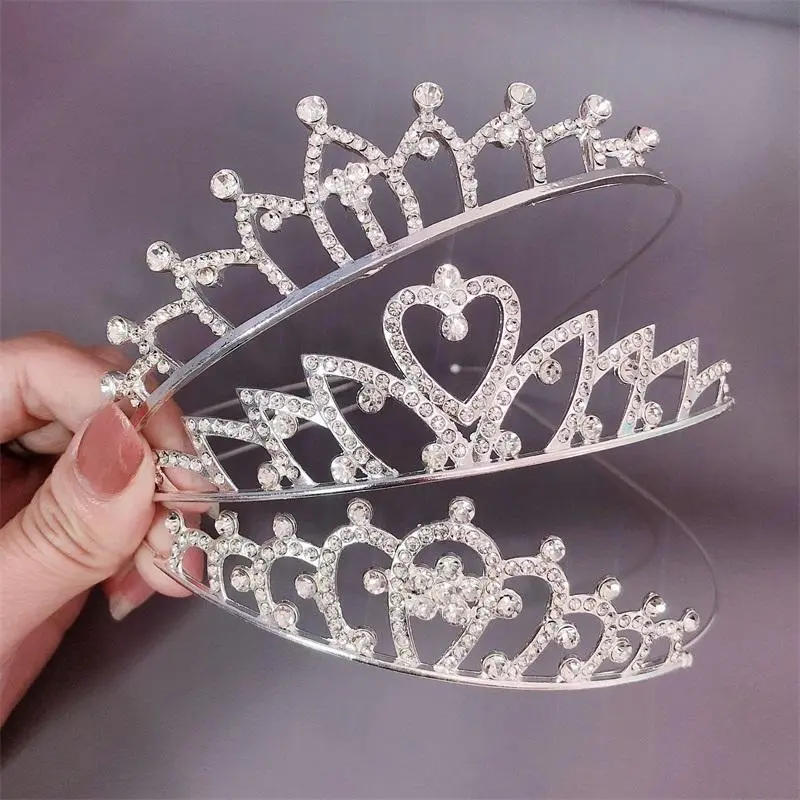 3-14Y Flower Girl Crown 3 Styles 2 Piece Set Heart Shape Tiara Children Headwear Kids Fashion Hair Accessory Headpieces PS20