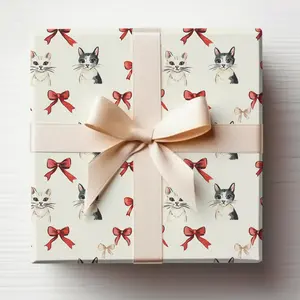 Cats Christmas Wrapping Paper With Cats, Kitten Wrapping Paper For Cat Lovers Gift Wrap Roll Cats Gift Wrapping Roll