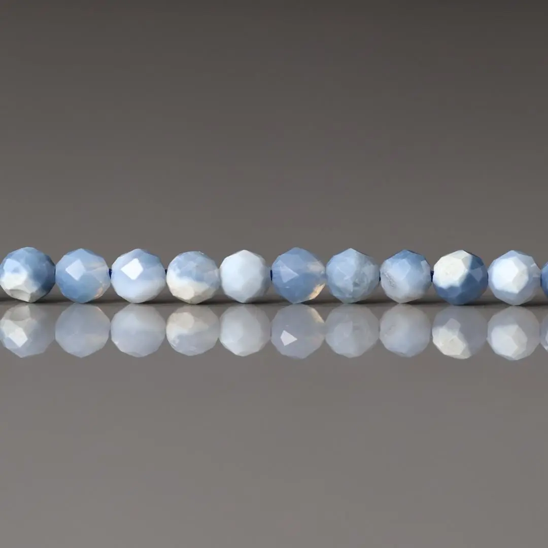 3mm Blue Opal Beads Strand 15" Faceted Genuine Gemstone Beads Natural Opal for Jewelry Making Beading Craft Gift Beads