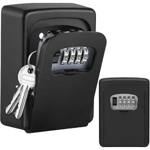 Wall Mounted 4 Digit Combination Weatherproof Lockbox, Large Capacity 5 Keys Key Safe Security Storage with Resettable Code for Indoor Outdoor Garage Outside House