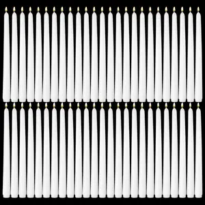 50 Pack Tall White Taper Candles, 10 inch (H) Dripless, Unscented Dinner Candle, Smokeless Taper Candles, Paraffin Wax with Cotton Wicks, 8 Hours Burn Time