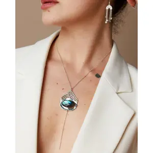 Tie Necklace with Labradorite