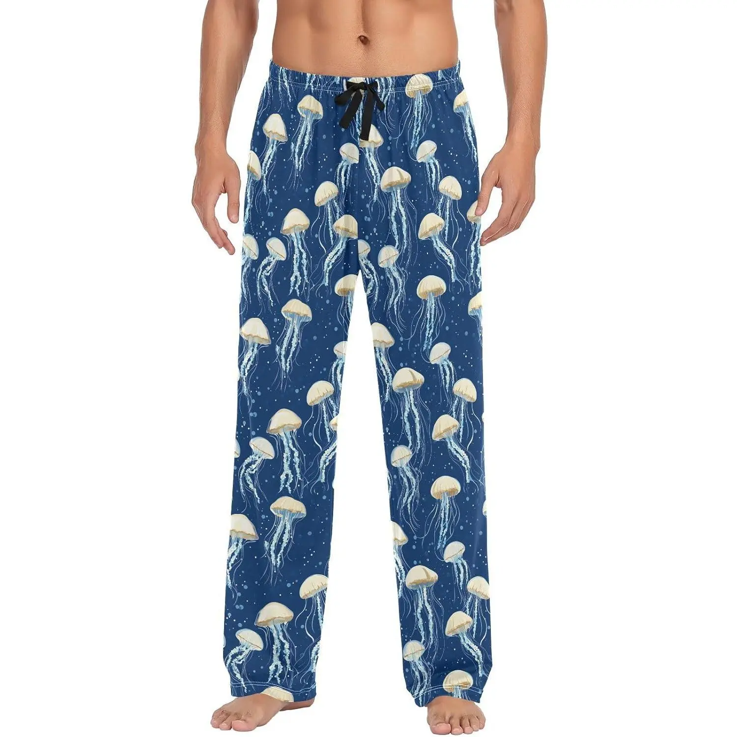 Mens Pajama Pants Seamless Jellyfishes Men's Pajama Bottoms Sleep Lounge Pj Pants for Men Drawstring Pockets S-XXL Loungewear Menswear Lightweight Soft Breathable Elastic Waistband with Drawstring Big Pockets