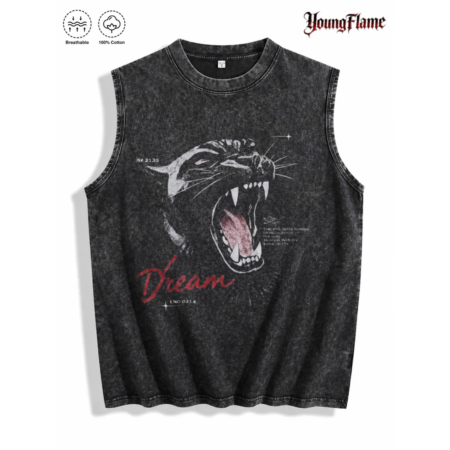 Vintage Roaring Panther Dream Edgy Animal Print Muscle Sleeveless T Shirts Biker Streetwear Good Graphic Tees t-shirt menswear top vintage fashion t-shirt gift black loose fit summer casual shirt