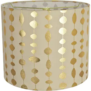 31097 Transitional Drum (Cylinder) Shaped Spider Construction Lamp Shade in Beige & Gold Printed, 12" Wide (12" x 12" x 10")