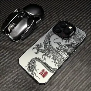 A Cool Electroplated Anti-drop Phone Case with Chinese Dragon Pattern, Suitable for iPhone 17 Air/16 Plus/15 Pro Max/14 Pro/13/12/11/XS Max/X Phone Case, Ideal for Holiday Gifts to Family, Friends, Lovers, Boyfriends, Girlfriends CY163