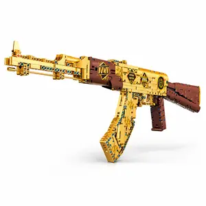 35in Building Block Gun Set  1,548 pieces. STEM DIY building block gun model toy, tactical cooperative toy, suitable for team outdoor activity enthusiasts, recommended for ages 12 and up, an excellent gift choice for Halloween and Christmas.Jurassic theme