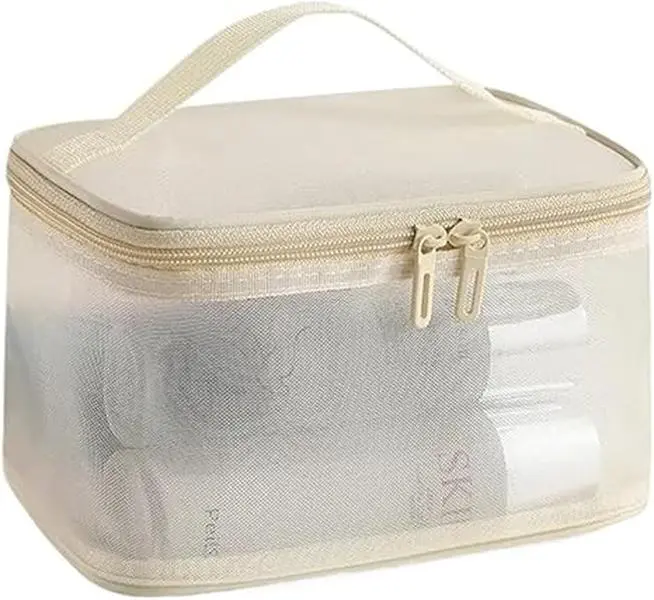 Travel makeup bag, a lightweight and large-capacity open-style travel bag, suitable for women to use, can store cosmetics, accessories and daily necessities.