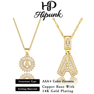 HIPUNK 2 Pack Initial Letter Pendant Necklaces 14K Gold Plated AAA+ Cubic Zirconia Alphabet Necklace Fashion Jewelry for Parties & Birthdays Valentine’s Gifts For Women/Girls