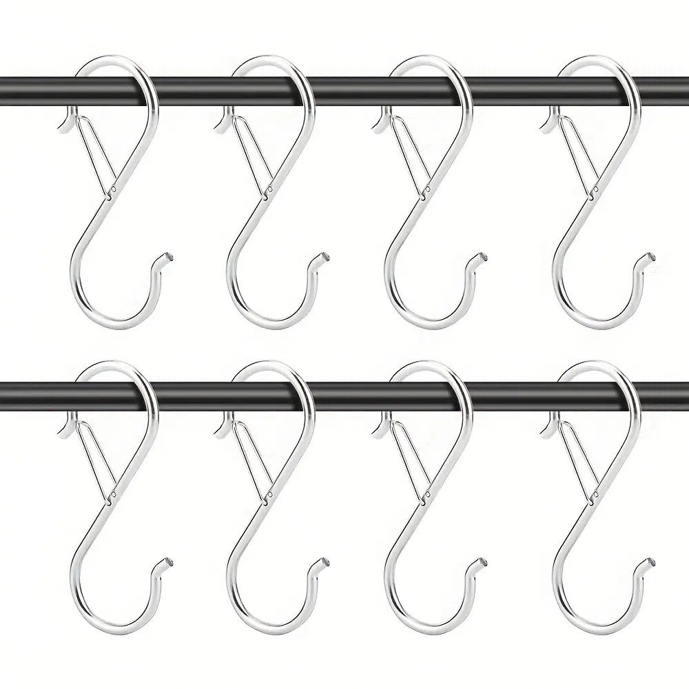 S-Shape Hooks Set (10/20pcs), Metal Safety Clips Design, Outdoor Lighting Kitchen Utensils Storage, Industrial Grade Rustproof Hook