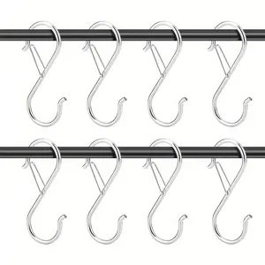 S-Shape Hooks Set (10/20pcs), Metal Safety Clips Design, Outdoor Lighting Kitchen Utensils Storage, Industrial Grade Rustproof Hook