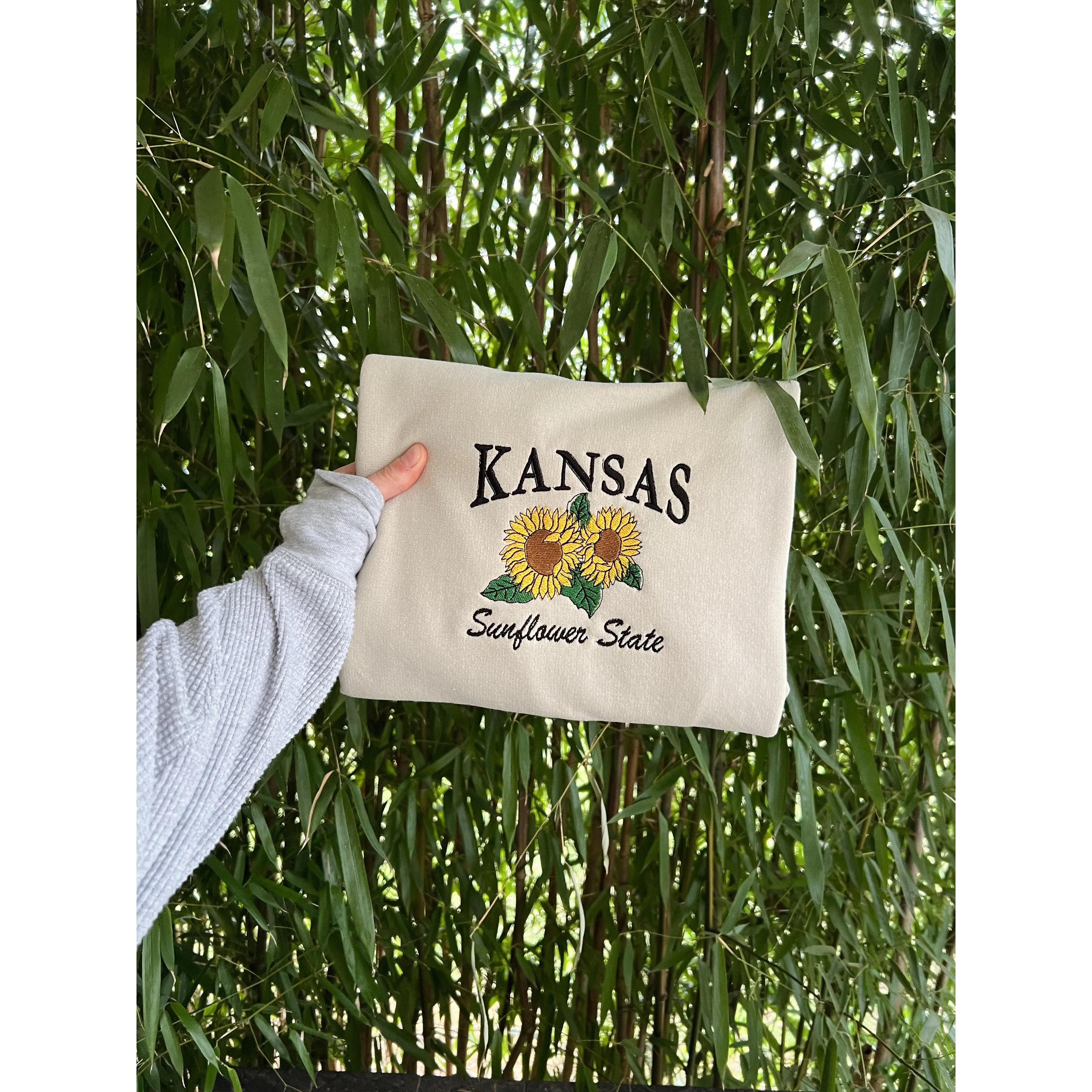 Kansas State Flower Embroidered Crewneck