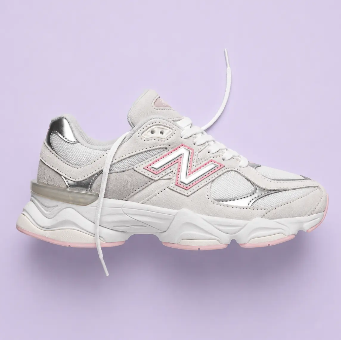 New Balance 9060 Bubblegum Pink Metallic Grey GS & Women's Fashion Sneaker New