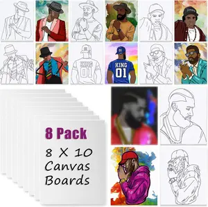 8 Pack Pre Drawn Canvas Boards for Painting for Adults, Sip and Paint Party Supplies Canvas Painting Set for Kid, Beginner Favor, Paint by numbers kit for adults(8x10) Drawing Artistic