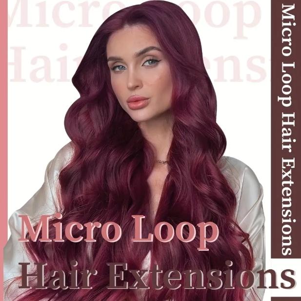 "Micro Loop Human Hair Extensions for Women & Girls, 12-28 Inch 30G 50 Strands, Red Blonde Silky Soft, Undetectable & Comfortable, No Tangle No Shedding for Glamorous Natural Looks "	