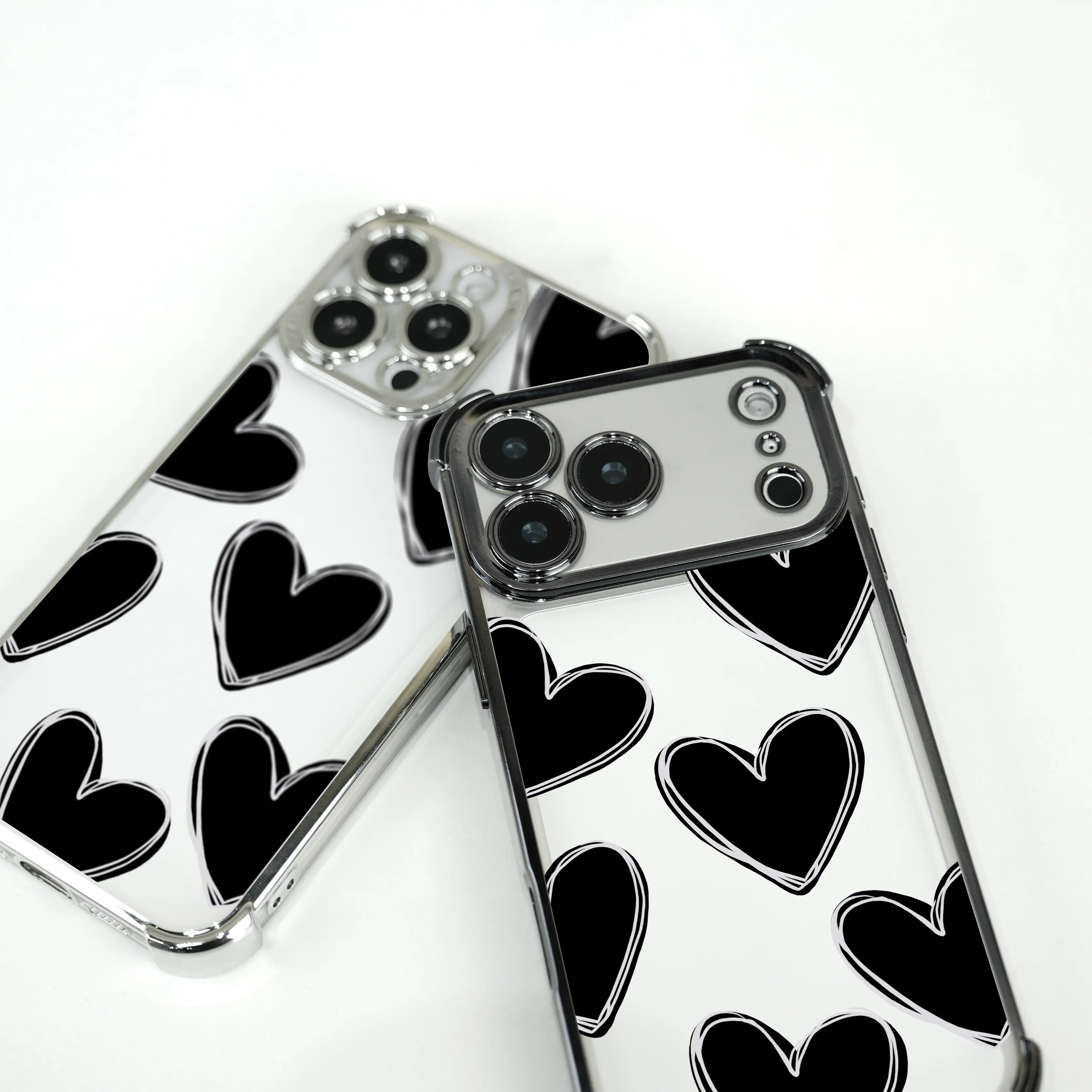 Luxury Love Heart Pattern Case for iPhone Samsung Galaxy 17Pro Max Air 16 15Plus 14 13 12 11 XR XS S25 S24 S23 S22 Cases Simple Heart Drawing Pattern All Seasons Durable Bumper, Protection Durable Phone case for Girl, Protective Silicone Cover.A109