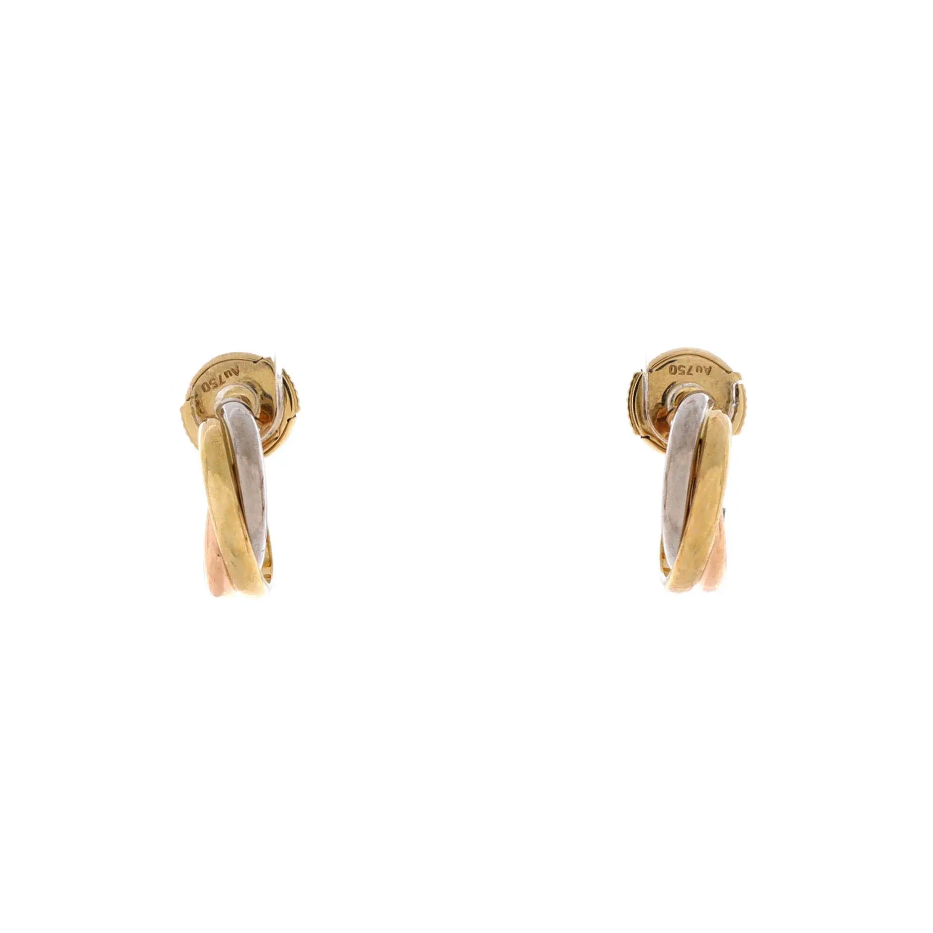 Pre-owned Cartier Trinity Hoop Earrings 18K Tricolor Gold 13mm by Rebag