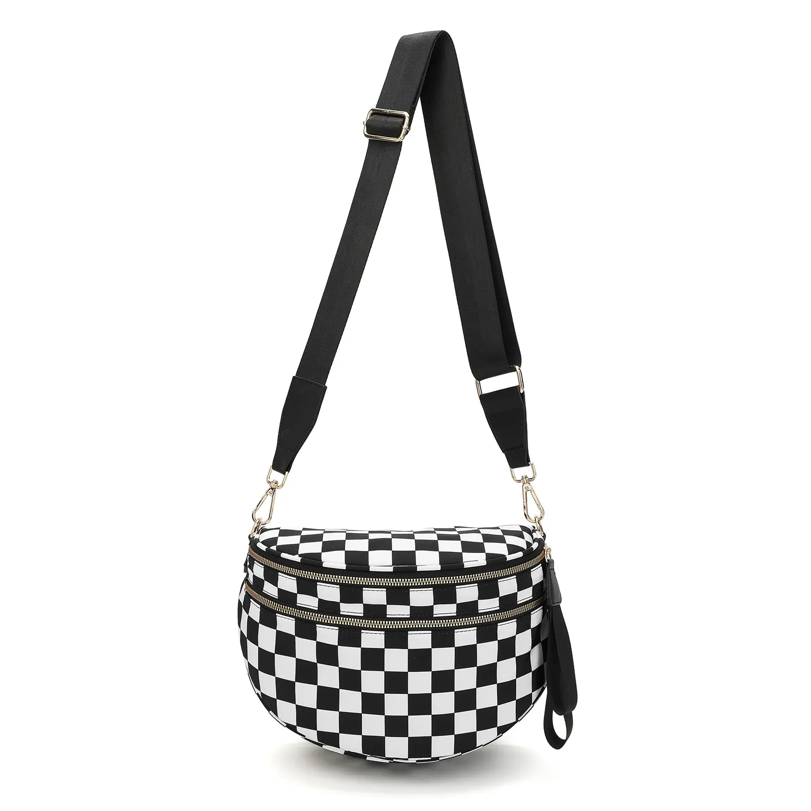 Checkered Crossbody Bum Bags for Women, Spacious Bum Bags for Women Nylon Crossbody Fanny Packs Checkered Purse Belt Wallet witn Adjustable Shoulder Strap Belt Bag