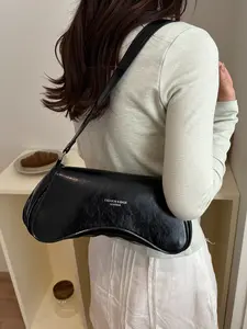 Women's Vintage Baguette Shoulder Backpack, Simple Style PU Leather Crossbody Bag, Retro Aesthetic Handbag for Office and Daily Use, Purse Crossbody Bag, Casual Shoulder Bag, Vintage Crossbody Purses